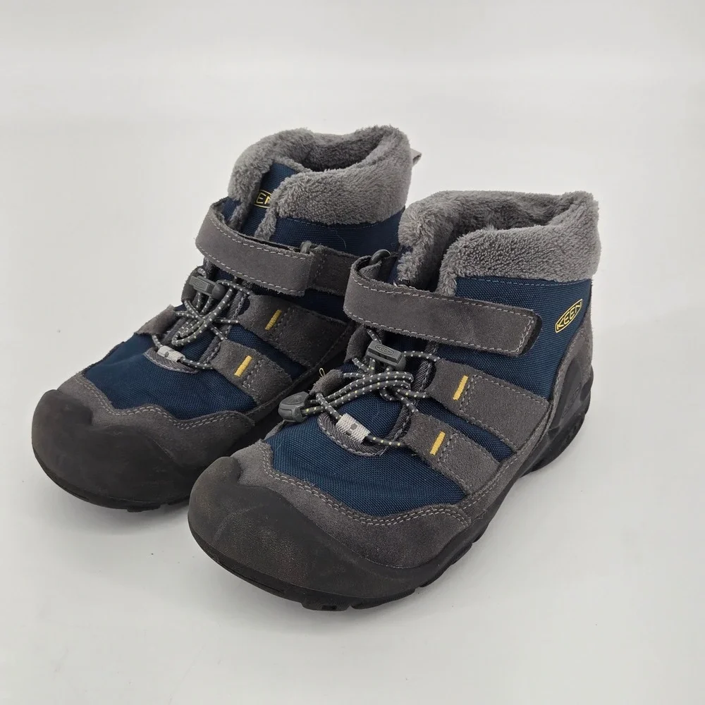 KEEN Kids Knotch Chukka Insulated Winter Snow Boots Navy Grey Size 2 Toddler EUC